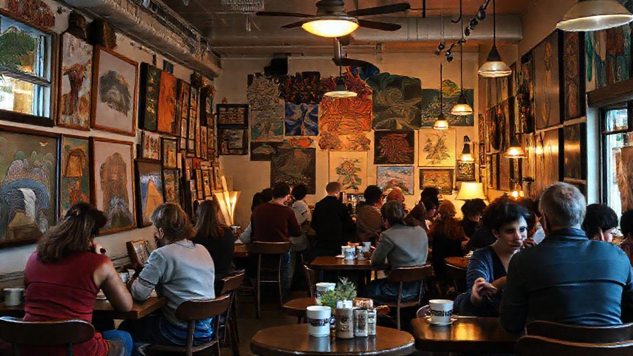 Un café artístico y vibrante