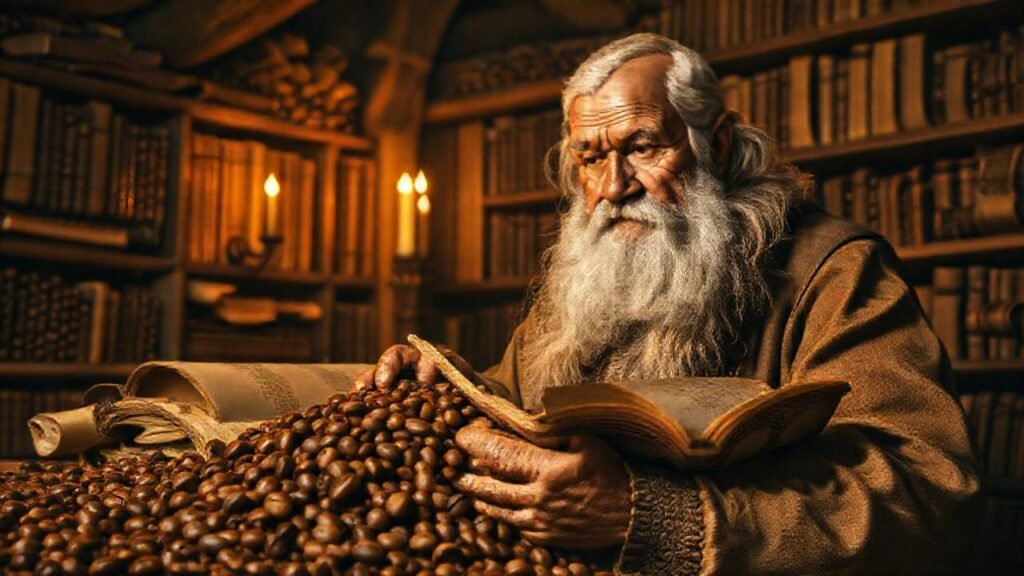 Un anciano sabio en biblioteca