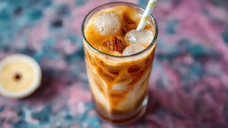 Café helado refrescante y artístico