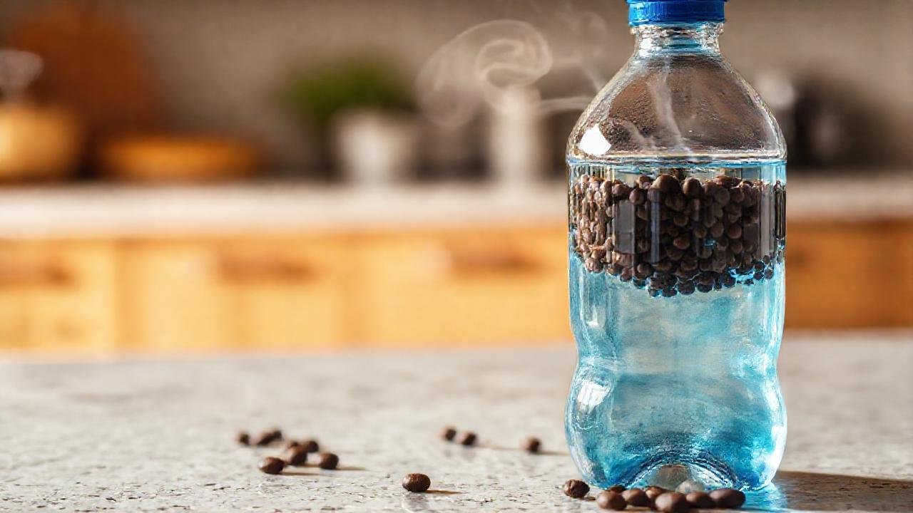 Mañana tranquila con agua embotellada