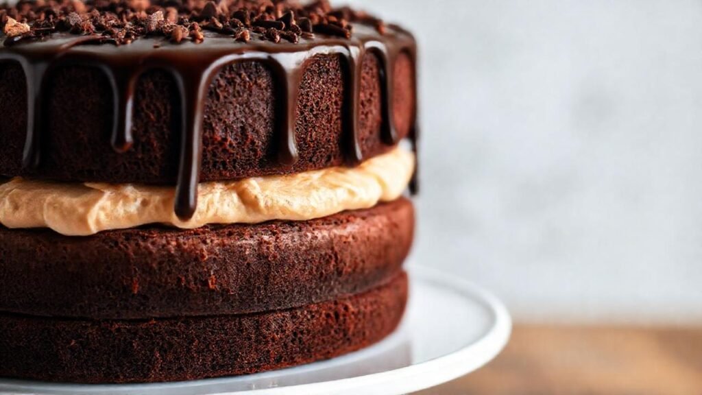 Un pastel de chocolate elegante y apetitoso