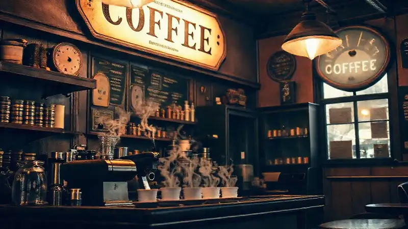 Un café vintage evoca nostalgia cálida