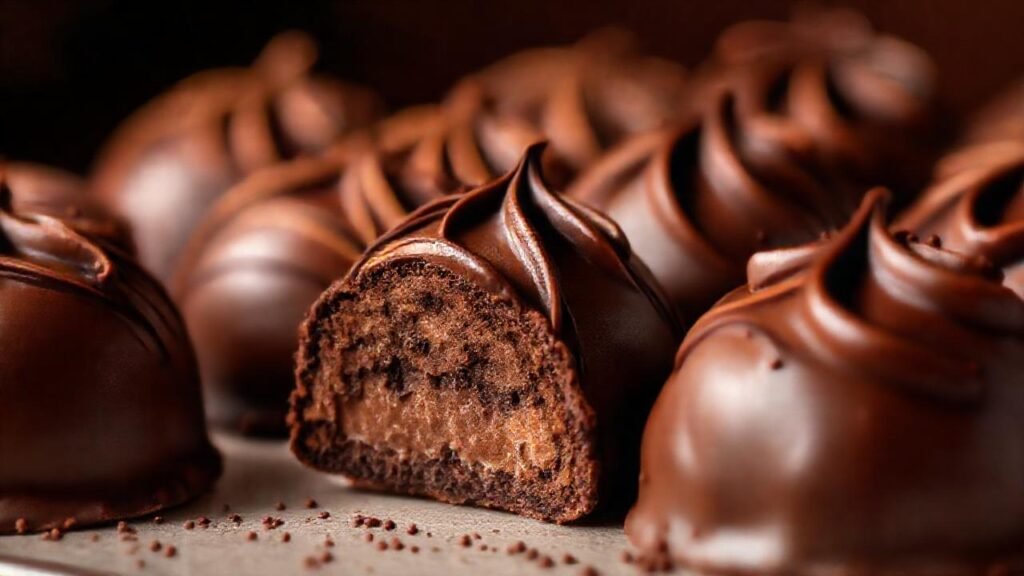 Bombones elegantes brillan con luz cálida