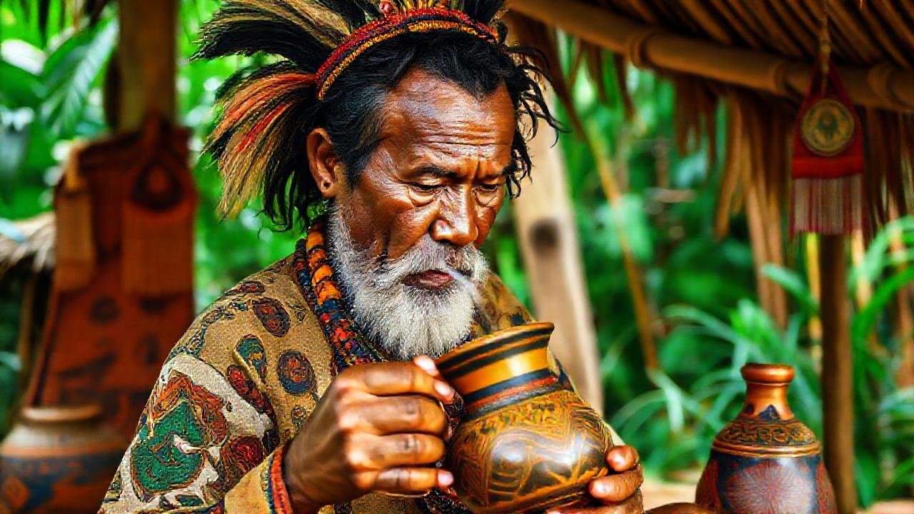 Otomi tradicional prepara café en su hogar