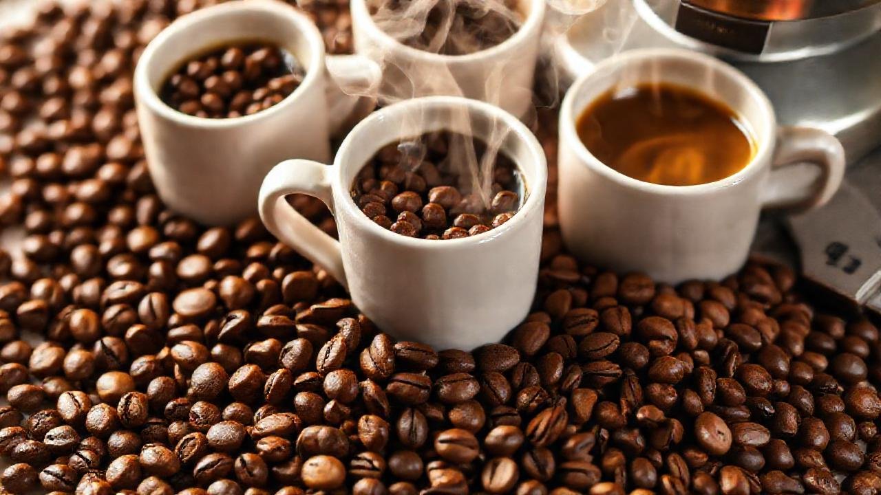 Café y análisis en textura cálida