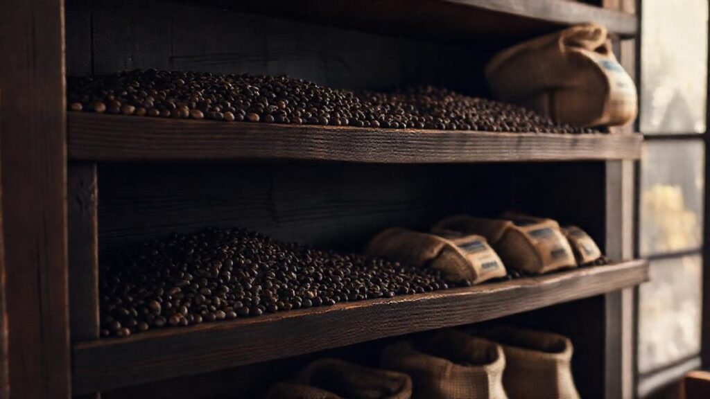 Estanterías oscuras evocan un ambiente acogedor vintage