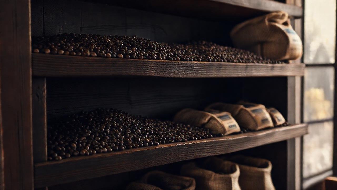 Estanterías oscuras evocan un ambiente acogedor vintage