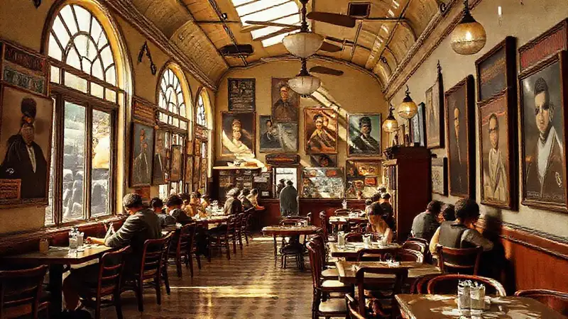 Una cafetería española evocadora, años veinte