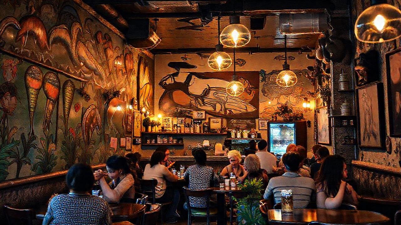 Un café acogedor y artístico