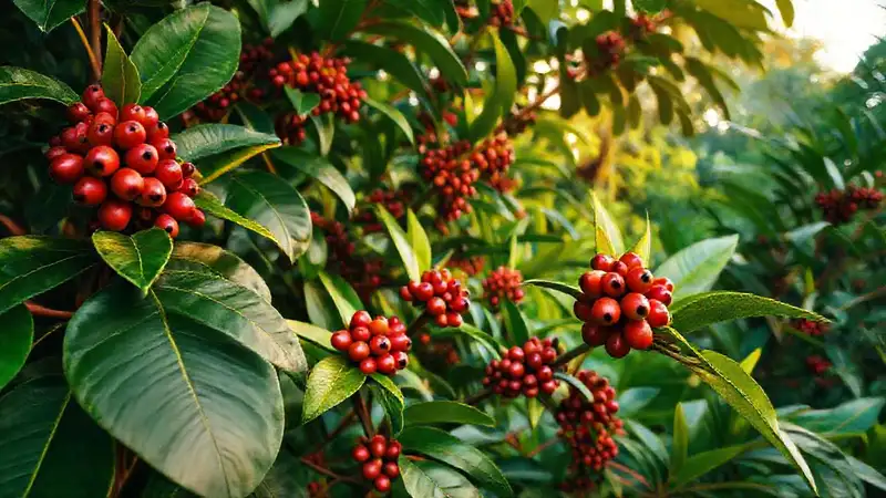 Arbustos de café tropicales