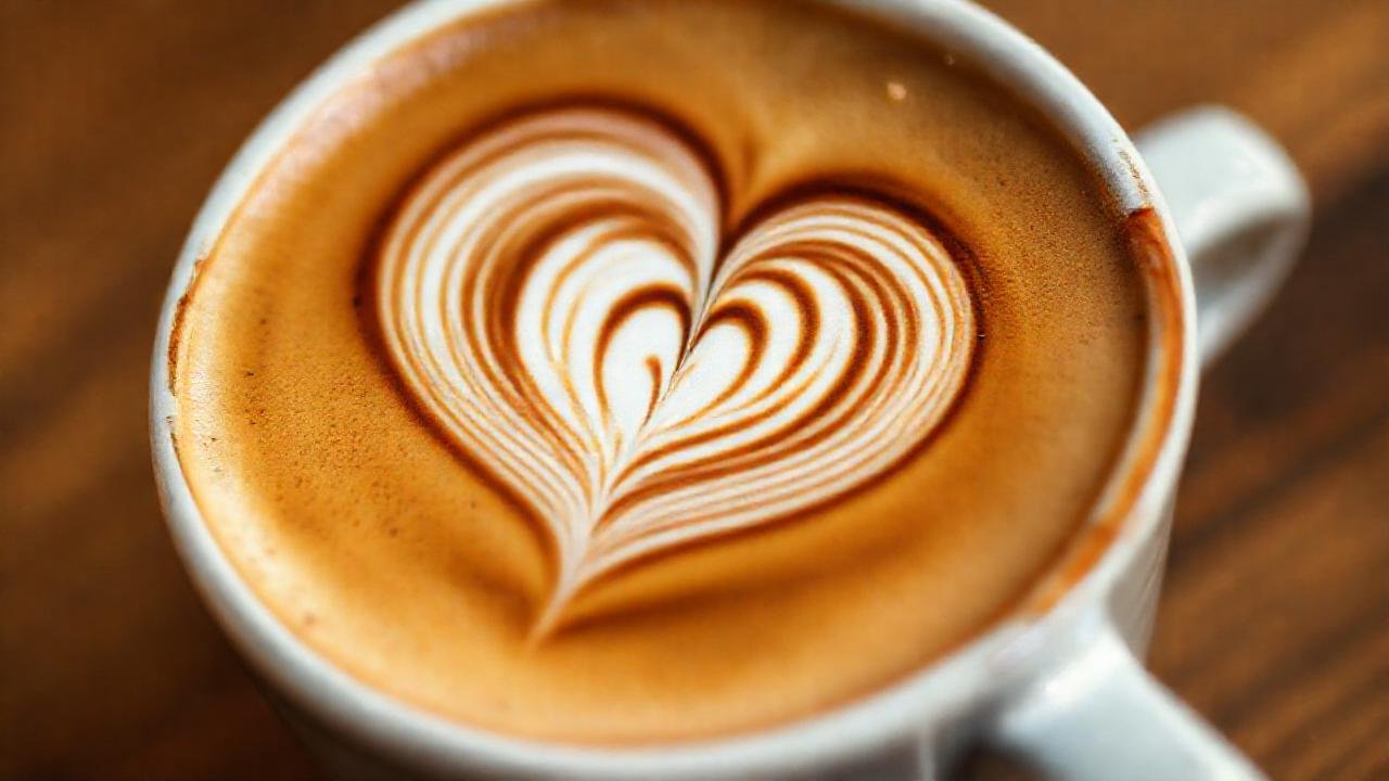 Un latte artístico en taza ceràmica